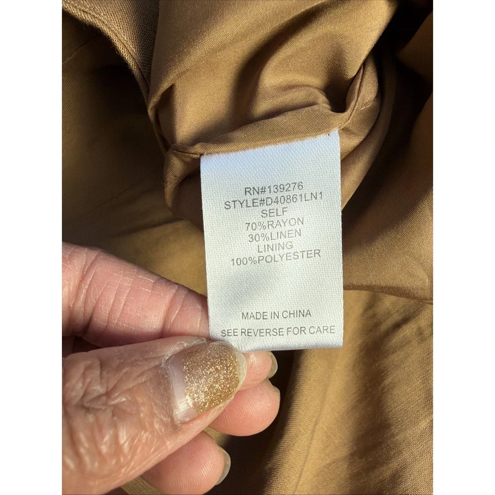 Daniel Rainn  Brown Sz L Linen Blend Skirt Maxi  A-line Cottage Core‎ Boho New